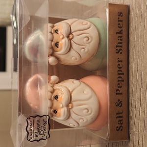Johanna Parker Santa salt and pepper shakers, Pink And Green, Holiday/seasonal